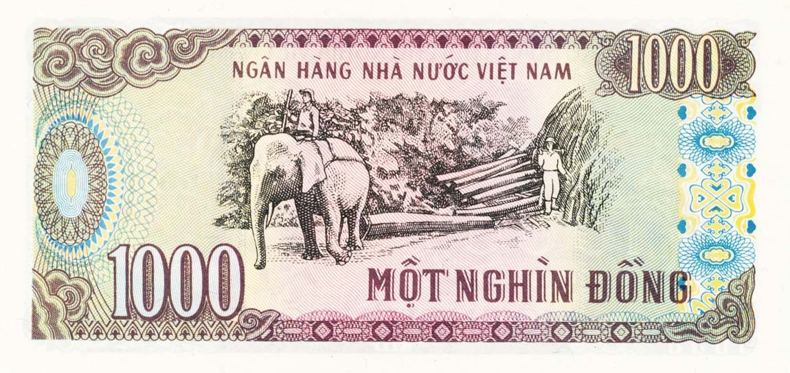 Back of Vietnam p106b: 1000 Dong from 1988