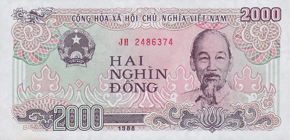 Front of Vietnam p107a: 2000 Dong from 1988