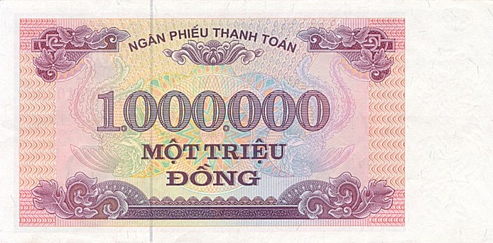 Back of Vietnam p114a: 1000000 Dong from 1992