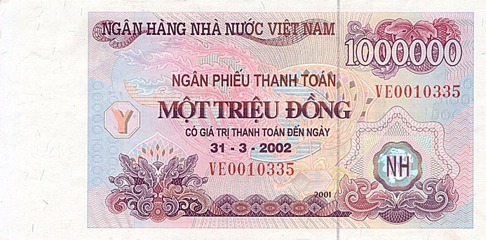 Front of Vietnam p114a: 1000000 Dong from 1992