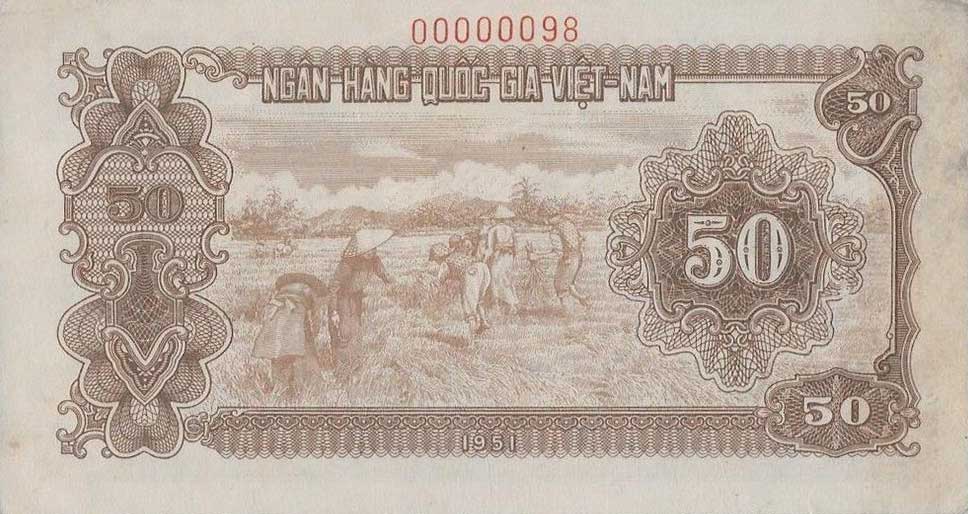 Back of Vietnam p61s2: 50 Dong from 1951