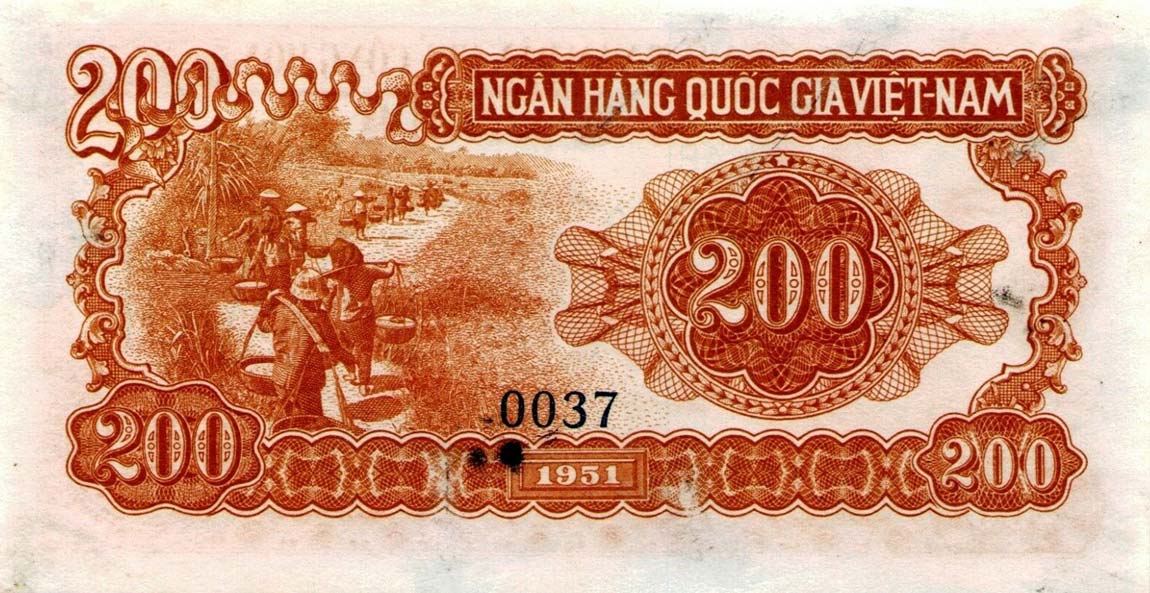 Back of Vietnam p63s1: 200 Dong from 1951