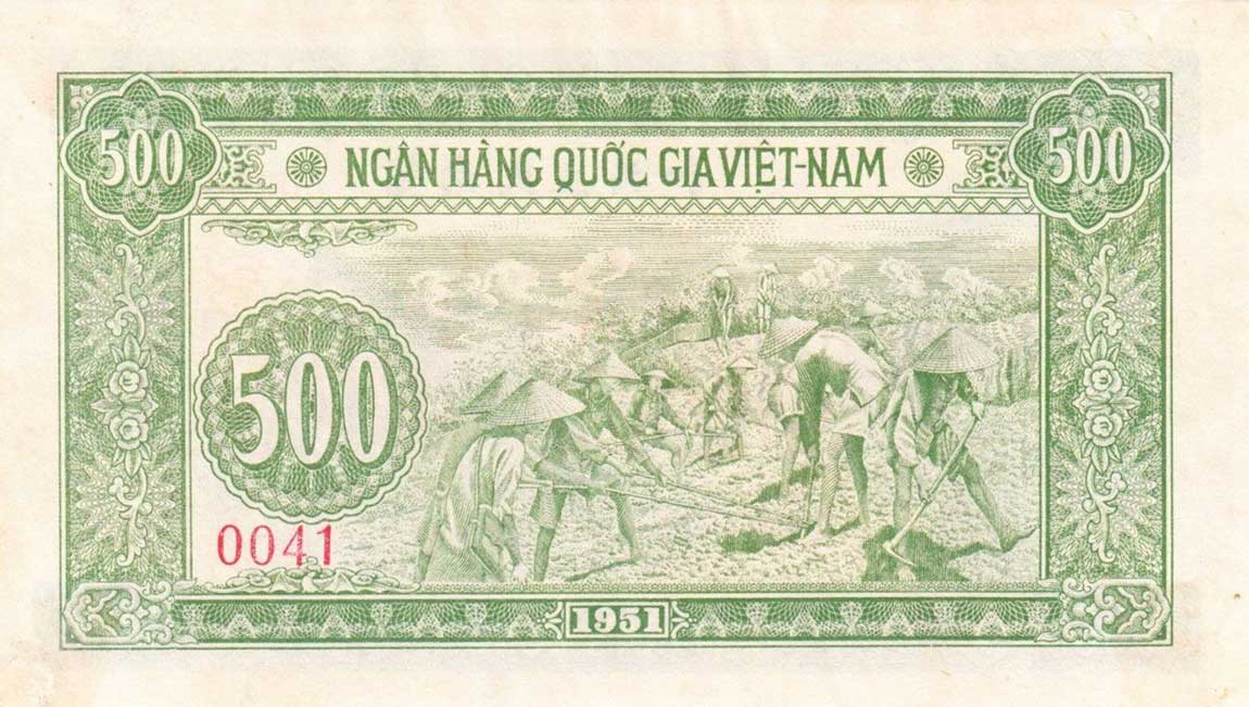 Back of Vietnam p64s: 500 Dong from 1951