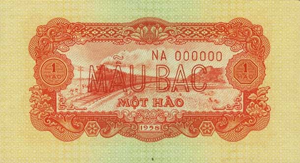 Back of Vietnam p68s: 1 Hao from 1958