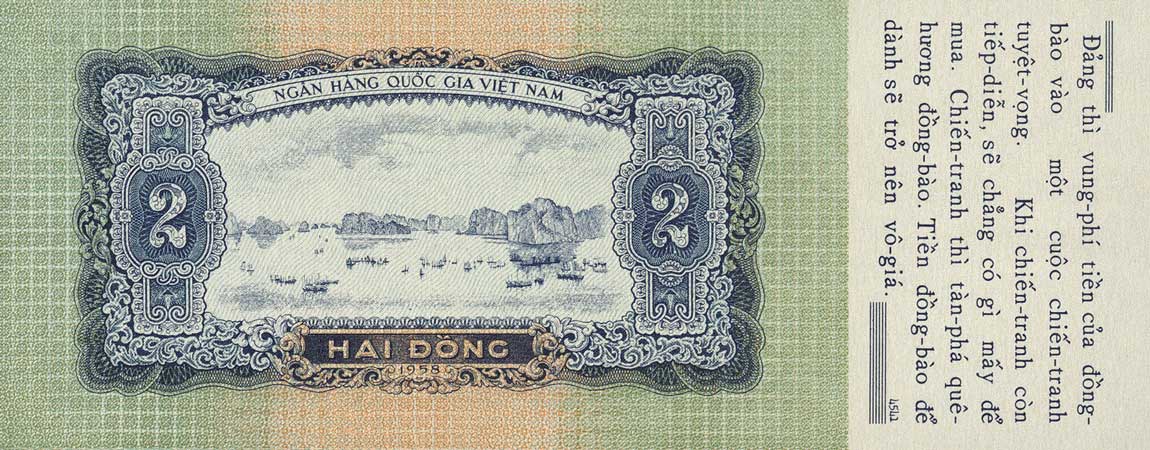 Back of Vietnam p72x: 2 Dong from 1958