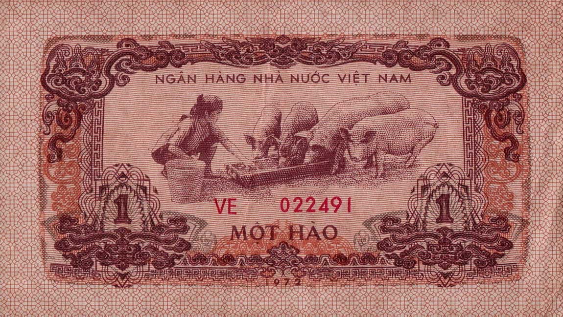 Back of Vietnam p77a: 1 Hao from 1972