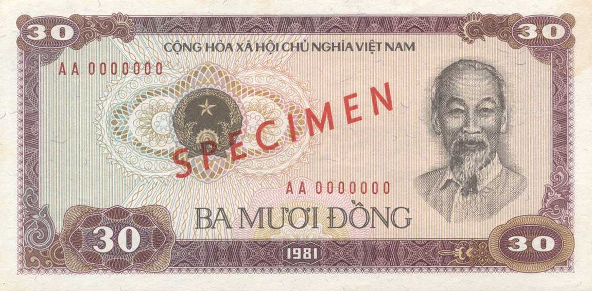 Front of Vietnam p87s1: 30 Dong from 1981