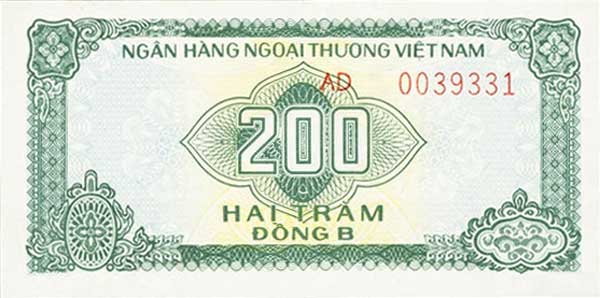 Front of Vietnam pFX4a: 200 Dong B from 1987