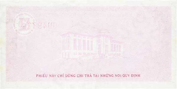 Back of Vietnam pFX6a: 1000 Dong B from 1987