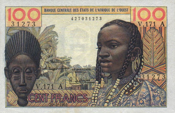 Front of West African States p101Ac: 100 Francs from 1961