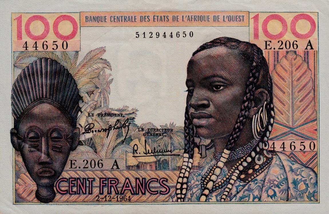 Front of West African States p101Ad: 100 Francs from 1964