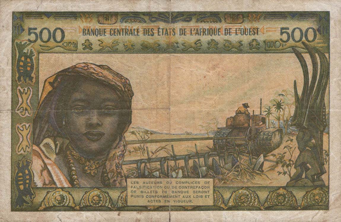 Back of West African States p102Ai: 500 Francs from 1959