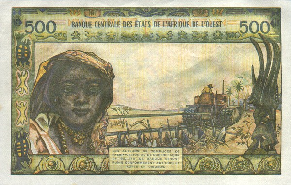 Back of West African States p102Aj: 500 Francs from 1959