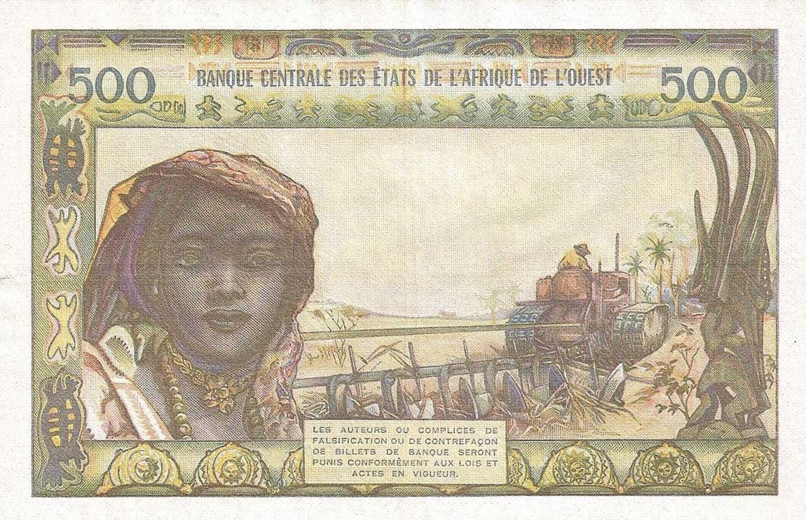 Back of West African States p102Am: 500 Francs from 1959