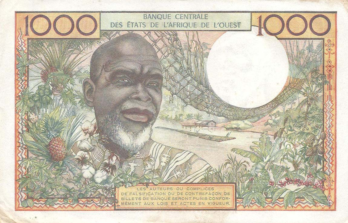 Back of West African States p103Ac: 1000 Francs from 1961