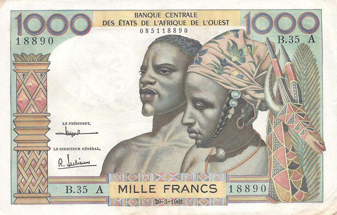 Front of West African States p103Ac: 1000 Francs from 1961