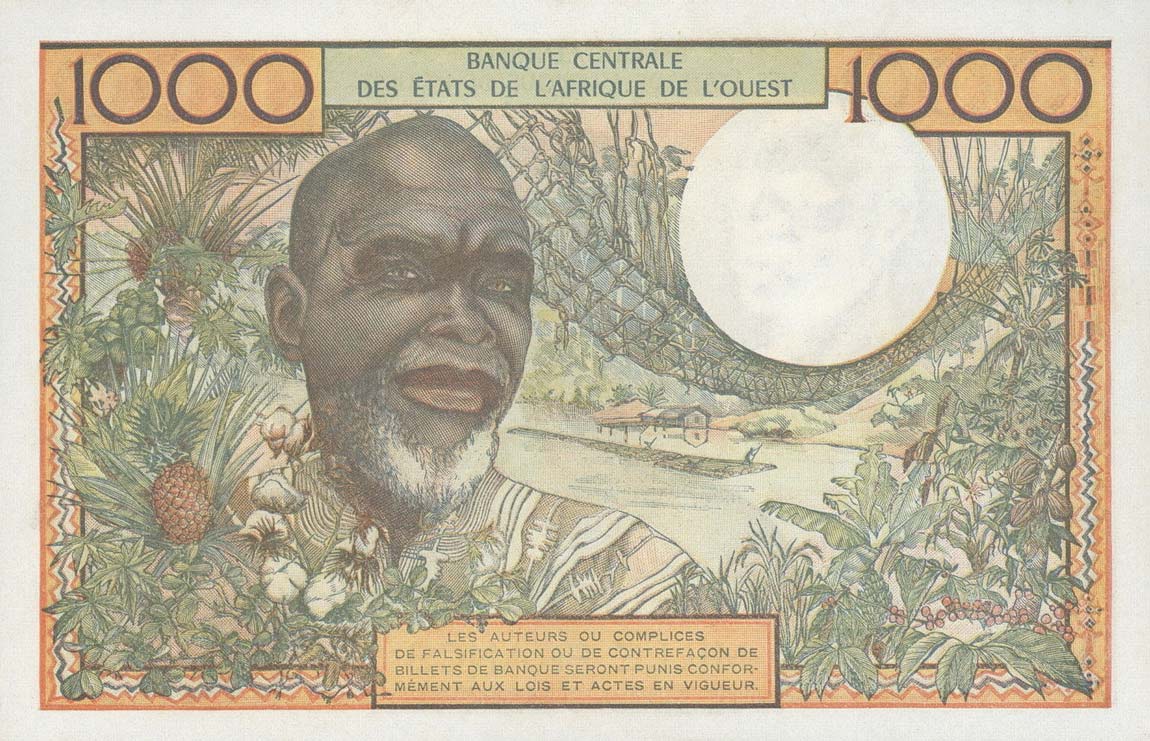 Back of West African States p103Ak: 1000 Francs from 1959