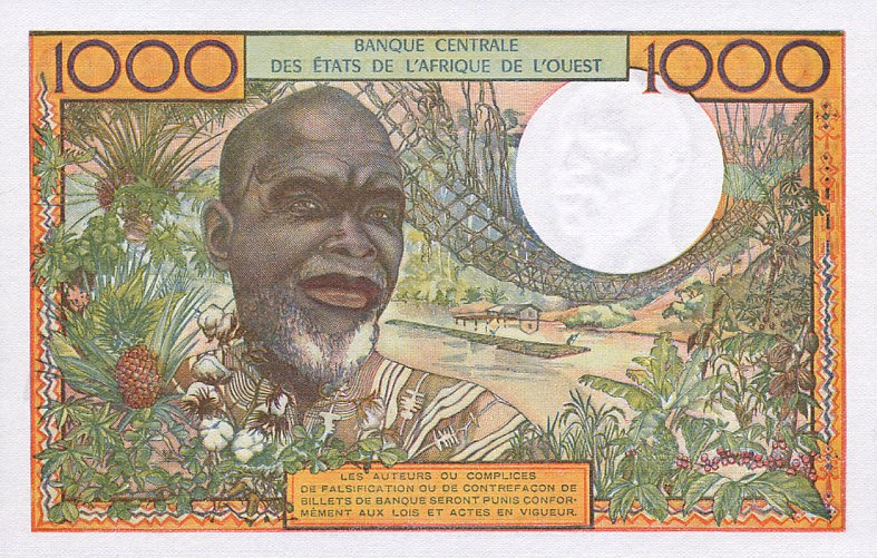 Back of West African States p103Al: 1000 Francs from 1959