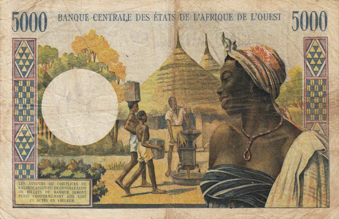 Back of West African States p104Ab: 5000 Francs from 1961