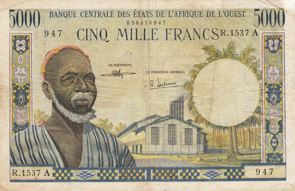 Front of West African States p104Ab: 5000 Francs from 1961