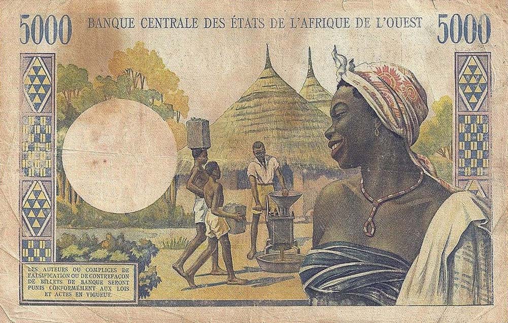 Back of West African States p104Ad: 5000 Francs from 1965