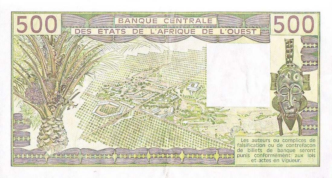 Back of West African States p106Ab: 500 Francs from 1981