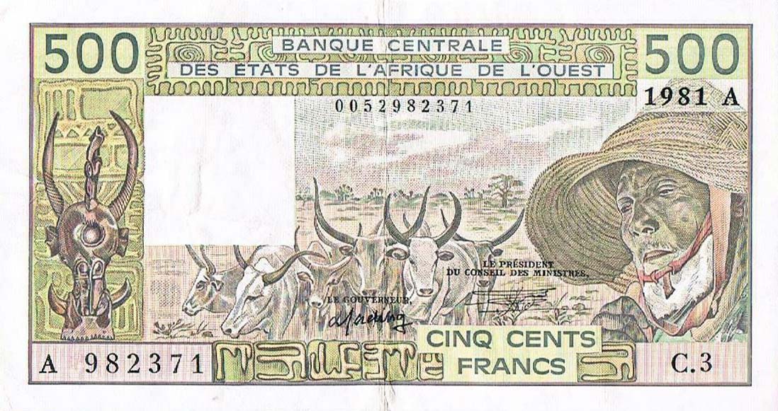 Front of West African States p106Ab: 500 Francs from 1981