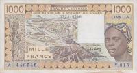 p107Ah from West African States: 1000 Francs from 1987