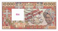 p109As from West African States: 10000 Francs from 1977