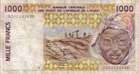 p111Ab from West African States: 1000 Francs from 1992
