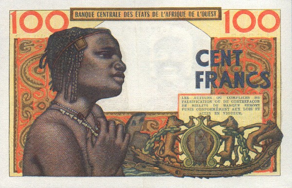 Back of West African States p201Be: 100 Francs from 1965