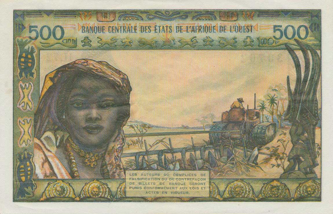 Back of West African States p202Bi: 500 Francs from 1961