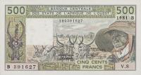 p206Bc from West African States: 500 Francs from 1981
