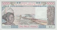 p208Be from West African States: 5000 Francs from 1981