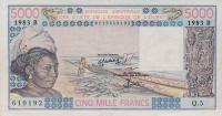 p208Bg from West African States: 5000 Francs from 1983
