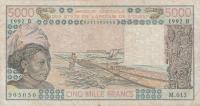 p208Bn from West African States: 5000 Francs from 1992