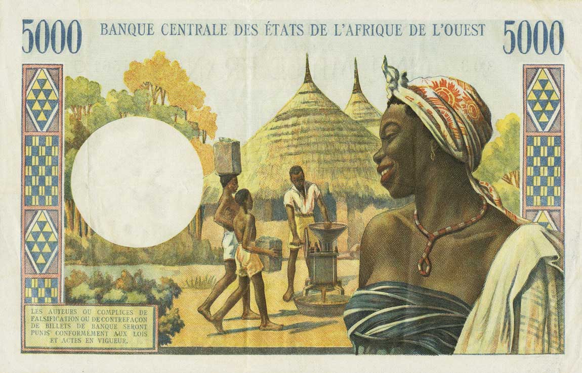 Back of West African States p304Ck: 5000 Francs from 1961