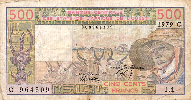 Front of West African States p305Ca: 500 Francs from 1979