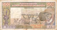 p305Ca from West African States: 500 Francs from 1979