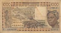 p307Cg from West African States: 1000 Francs from 1986