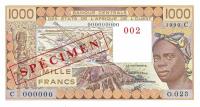 p307Cs from West African States: 1000 Francs from 1988