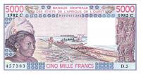 p308Cg from West African States: 5000 Francs from 1982