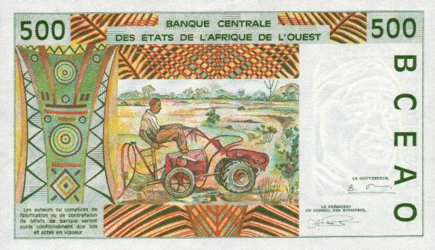 Back of West African States p310Cd: 500 Francs from 1994