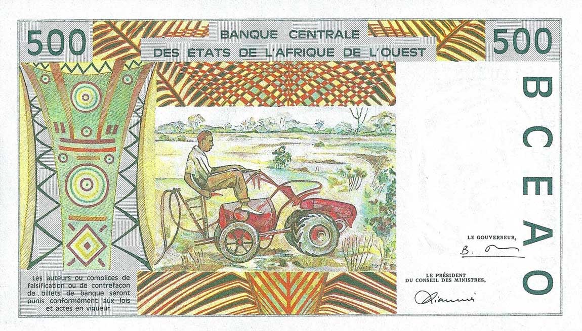 Back of West African States p310Cf: 500 Francs from 1996