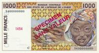 p311Cs from West African States: 1000 Francs from 1991