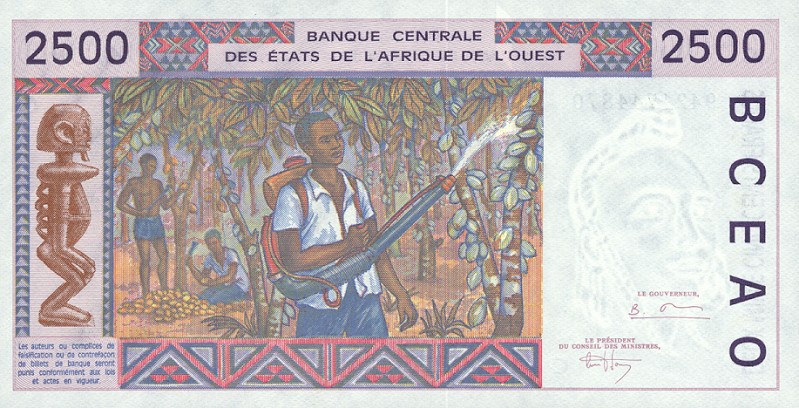 Back of West African States p312Cc: 2500 Francs from 1994