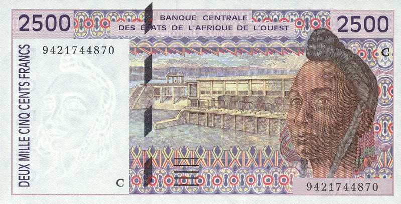 Front of West African States p312Cc: 2500 Francs from 1994