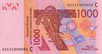 p315Ca from West African States: 1000 Francs from 2003