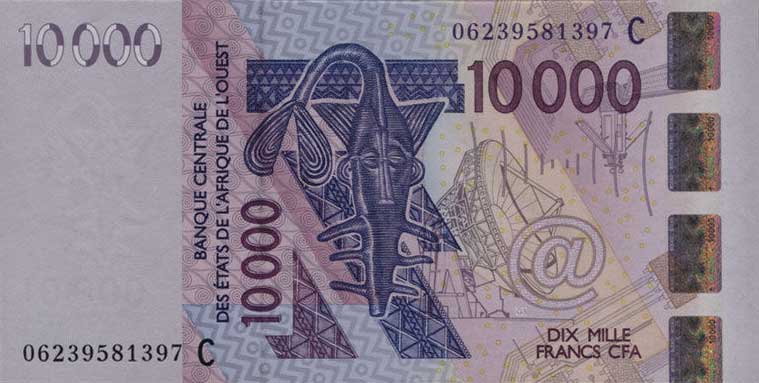 Front of West African States p318Cd: 10000 Francs from 2006