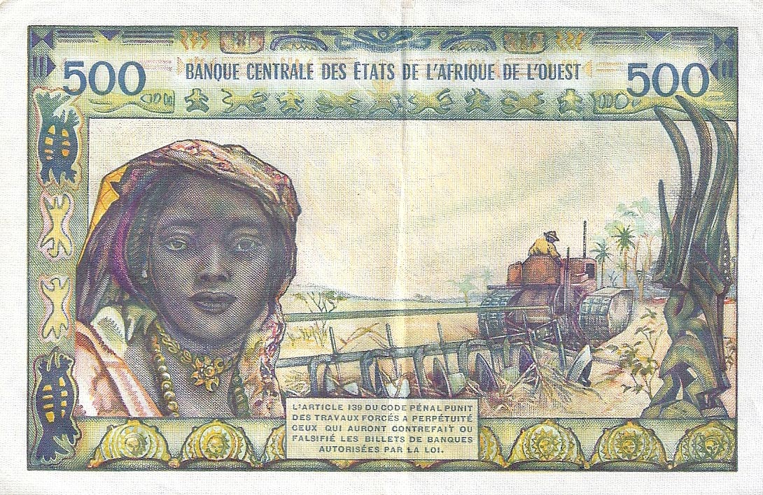 Back of West African States p3a: 500 Francs from 1959